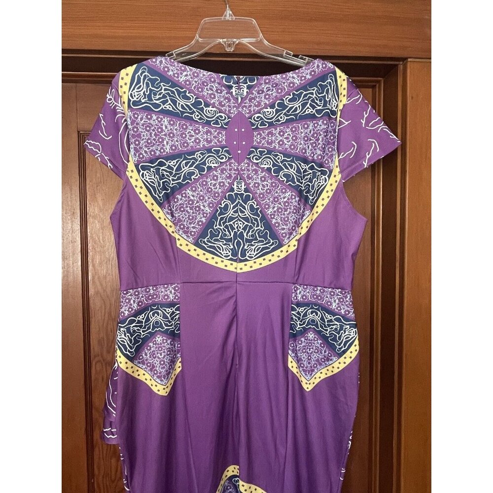African Mermaid Dress Cap Sleeve Square Neck Floor Length Geometric Womens 2XL - Picture 8 of 12